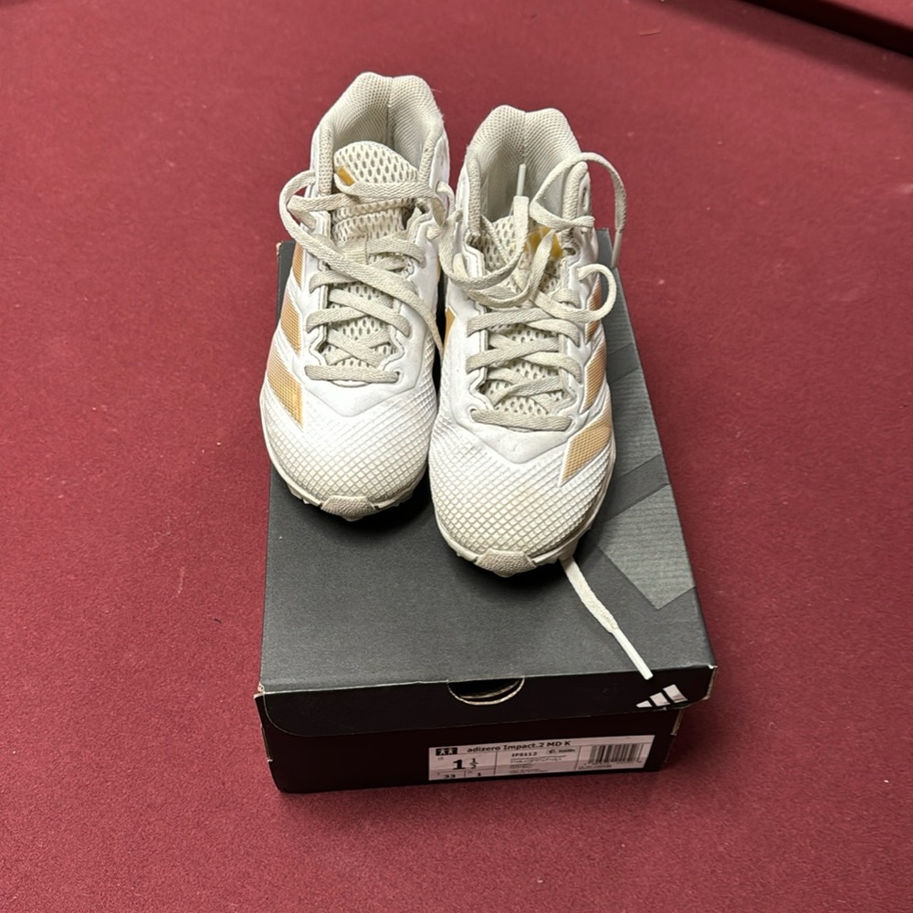 Adidas adizero Impact.2 White/Gold Football Cleats Sz 1.5